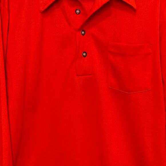 Vintage 1970's Designed by David Homsan Size Large Red Pullover Collared Shirt - Picture 3 of 7